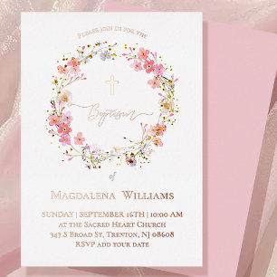 Baptism pink flowers wreath