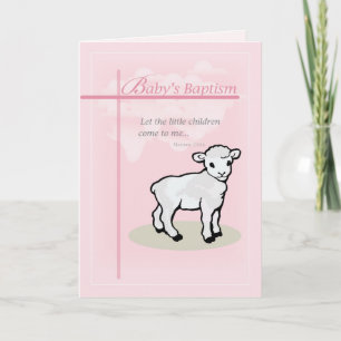 Baptism, Pink, Girl, Lamb Card