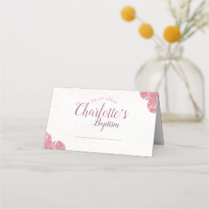 Baptism pink & white placecards