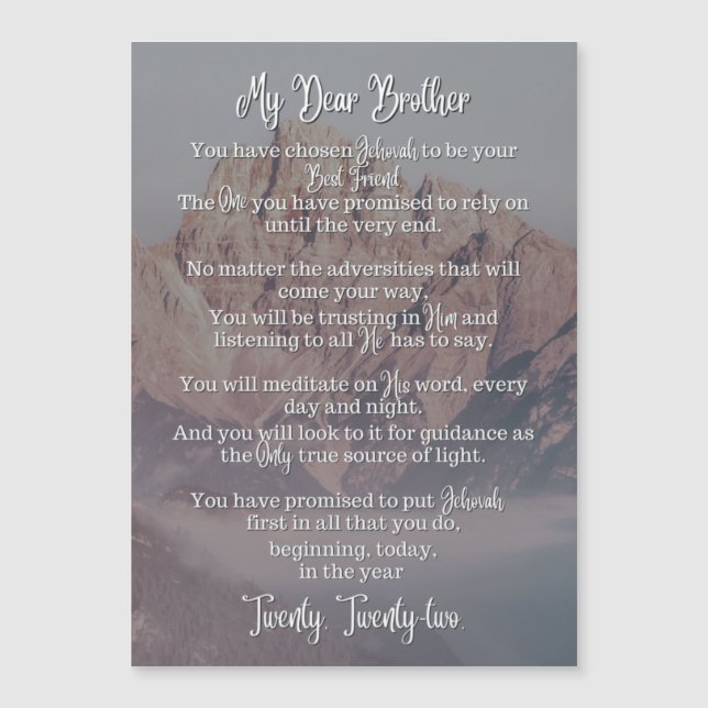 Baptism Poem | Magnetic Card | JW | Mountains (Front)
