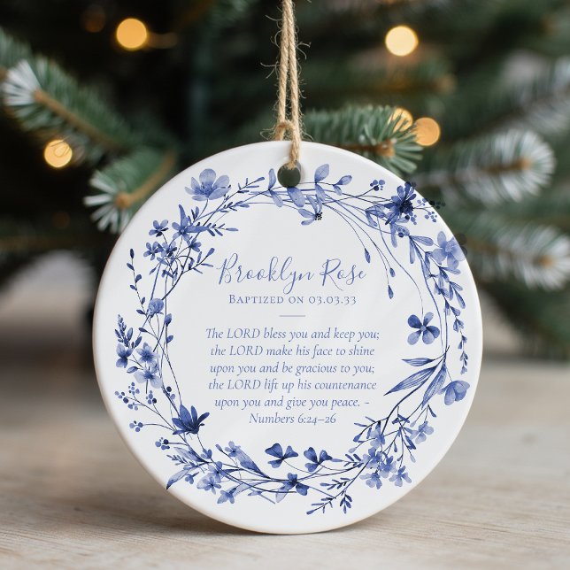Baptism Prayer Floral Keepsake Ceramic Tree Decoration (Creator Uploaded)