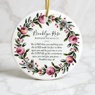 Baptism Prayer Floral Keepsake Ceramic Tree Decoration