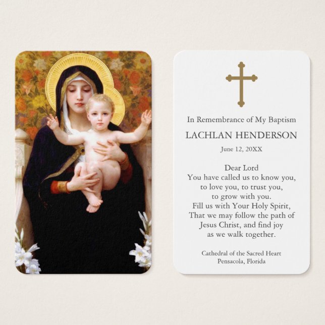 Baptism Prayer | Madonna of the Lilies (Front & Back)