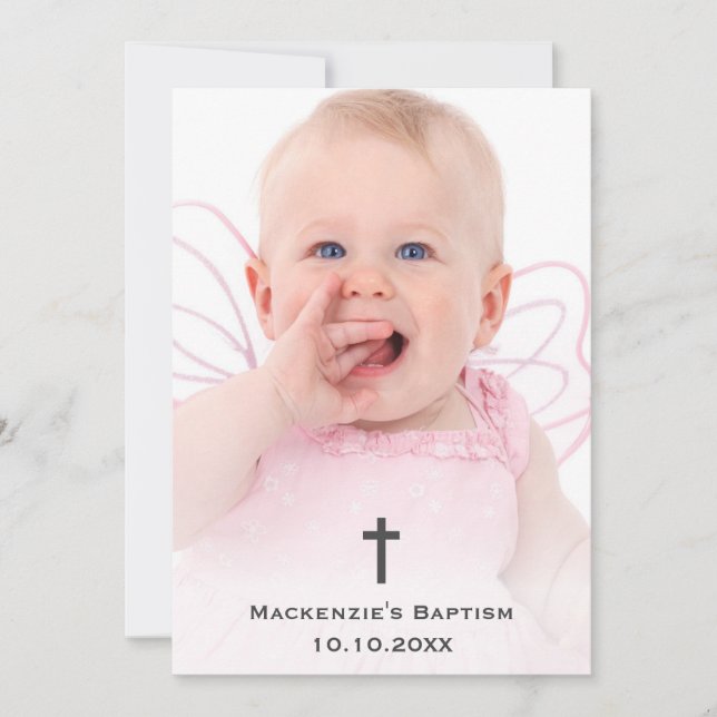 Baptism Religious Christening Communion Christian Thank You Card (Front)