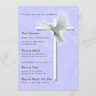 Baptism religious communion confirmation dove invitation