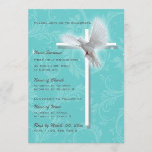 Baptism religious communion confirmation dove invitation