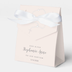 Baptism Rosary on Pink Favour Box