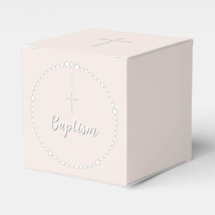 Baptism Rosary on Pink Favour Box