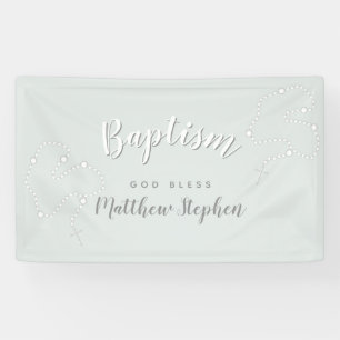 Baptism Rosary on Powdered Blue Banner