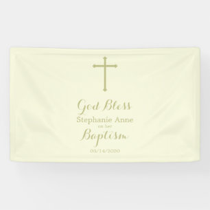 Baptism Sage Delicate Floral Lace Banner