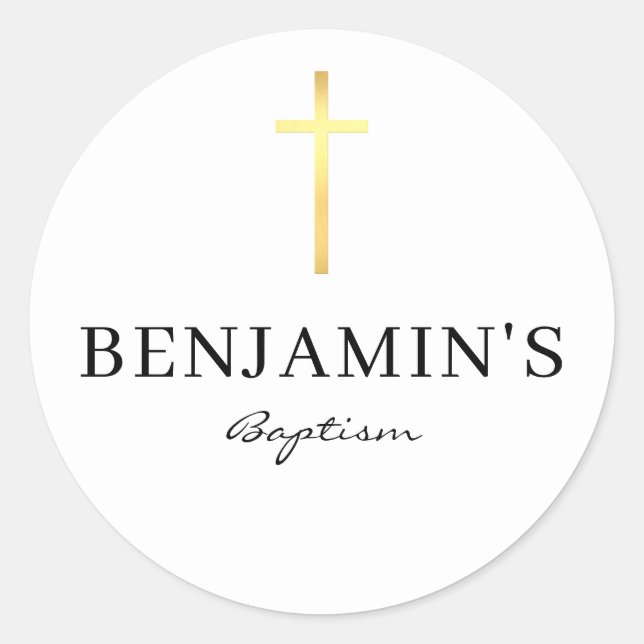 BAPTISM SEAL modern slim gold cross pale baby blue (Front)