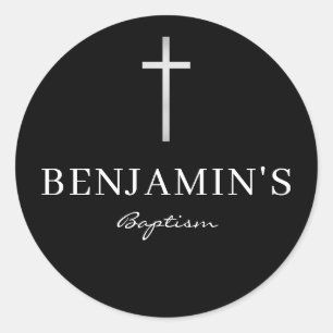 BAPTISM SEAL modern slim silver grey cross black