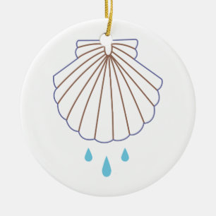 Baptism Shell Applique Ceramic Tree Decoration