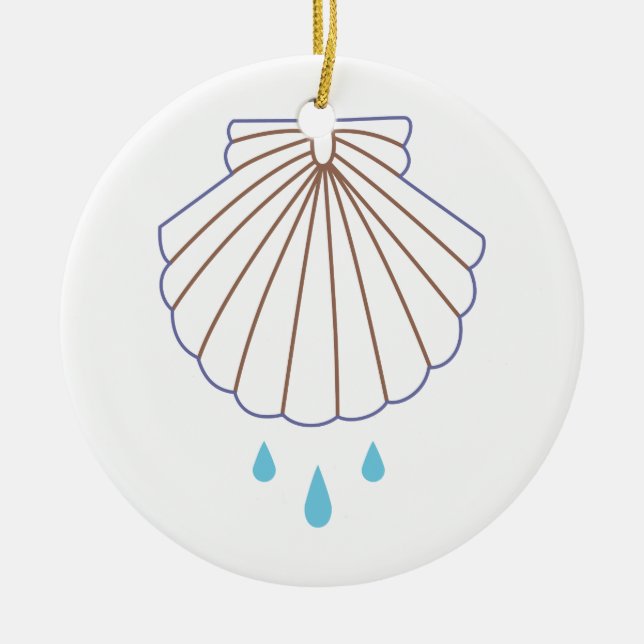 Baptism Shell Applique Ceramic Tree Decoration (Front)
