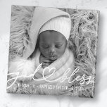 Baptism Simple Elegant Modern Heart Baby Photo Magnet<br><div class="desc">This simple and modern design is composed of serif typography and add a custom photo,  add baby's name and month and year of baptism</div>