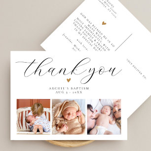 Baptism Simple Modern Chic Script Photo Thank You Postcard