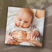 Baptism Simple Modern Heart Baby Photo