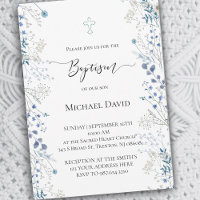 Baptism small blue watercolor flowers