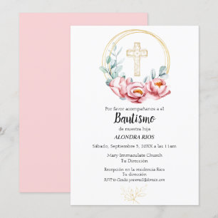 Baptism Spanish Invitation Girl, Floral