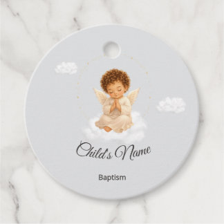 Baptism Sticker for Boy with Angel | Personalized Favour Tags