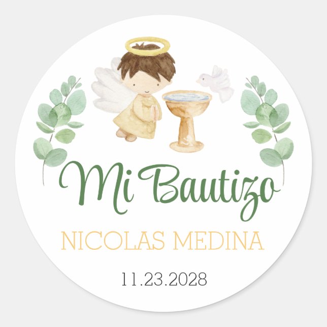 Baptism Stickers Bautizo Pegatinas Spanish Español (Front)