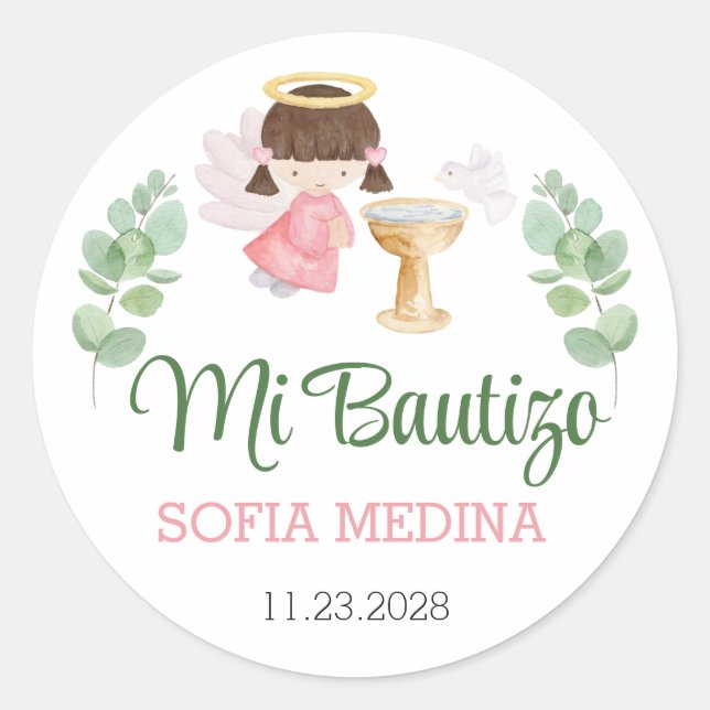 Baptism Stickers Girls Bautizo Spanish Español (Front)