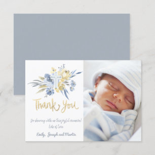 baptism thank you baby boy blue yellow invitation