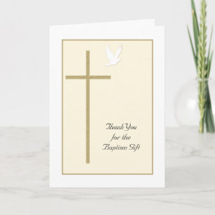 Baptism Thank You Card -- Cross and Dove