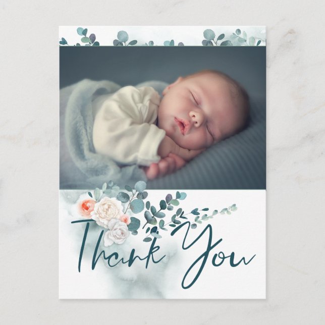 Baptism Thank You Card with Photo (Front)