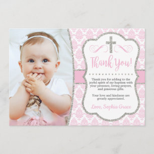 Baptism Thank You Card with Photo Girl Baptism