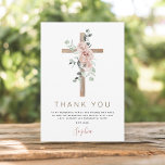 Baptism Thank You Dusty Pink Rose Christian<br><div class="desc">Daughter's Dusty Rose Floral and Eucalyptus -  Cross Botanical Sage Green Greenery Watercolor Religious Christian Baptism Thank You Cards.</div>