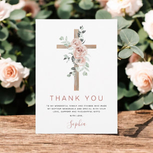 Baptism Thank You Dusty Pink Rose Christian