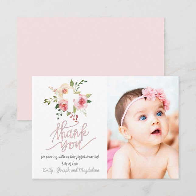 baptism thank you girl invitation (Front/Back)