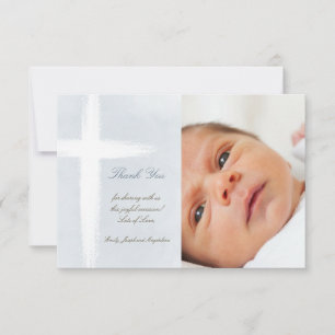 Baptism thank you modern cross invitation