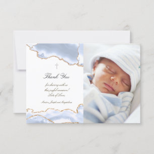 Baptism thank you pastel blue agate invitation