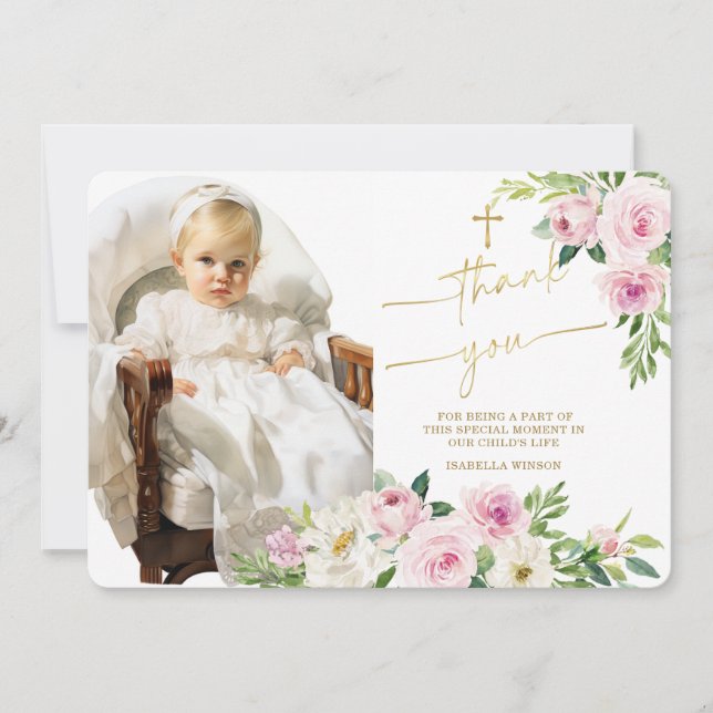 Baptism Thank You Photo Card (Front)