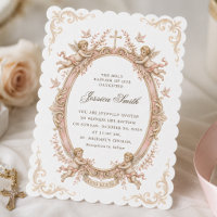 Baptism Vintage Renaissance Cherub Pink 