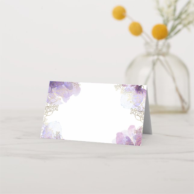 Baptism watercolor flowers  place card (Front)