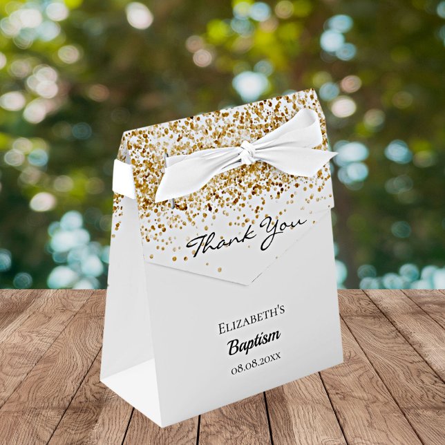 Baptism white gold glitter thank you favour box (Creator Uploaded)