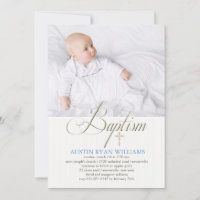 Baptism White Photo Invitation