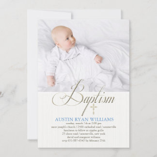 Baptism White Photo Invitation