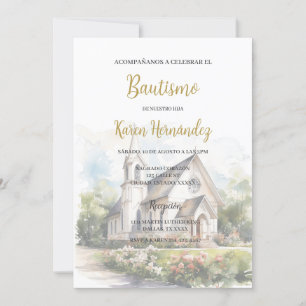 Baptism with church background Invitation
