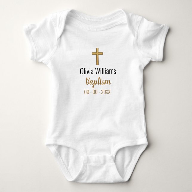 Baptism with Cross Keepsake Baby Bodysuit (Front)
