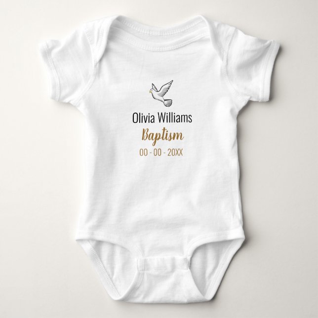 Baptism with Dove Keepsake Baby Bodysuit (Front)