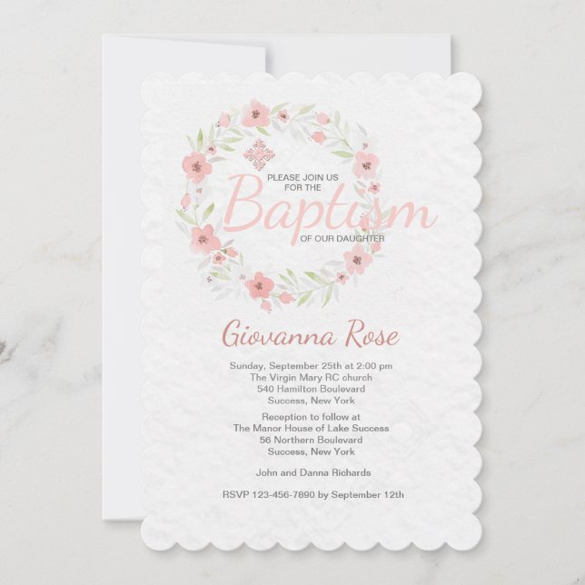 Baptism Wreath Invitation (Front)