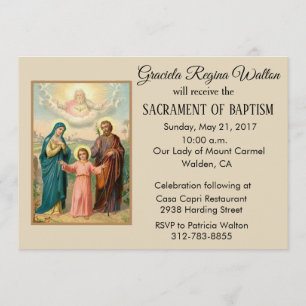 Baptismal Holy Family Jesus Mary Joseph Invitation