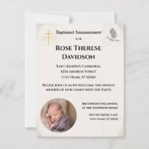Baptismal Photo Announcement Invitation