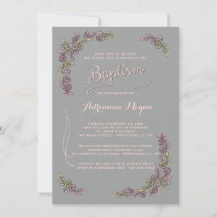 Baptismal Roses Invitation