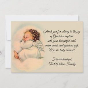 Baptismal Vintage Baby Girl Angel Thank You