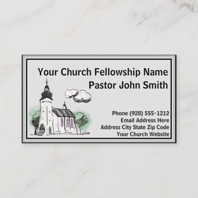 Baptist Watercolor Church Business Cards (Front)